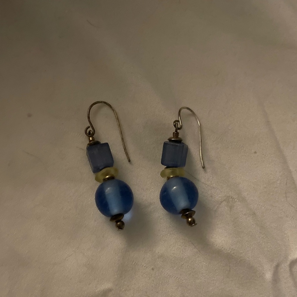 Elegant Blue Beaded dangly Earrings